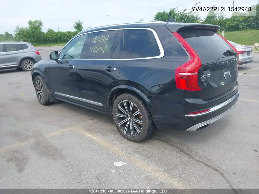 2020 Volvo Xc90 T6 Inscription VIN: YV4A22PL2L1542948 Lot: 12641218