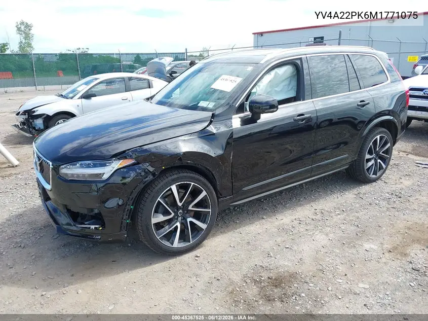 2021 Volvo Xc90 T6 Momentum 7 Passenger VIN: YV4A22PK6M1771075 Lot: 45367525