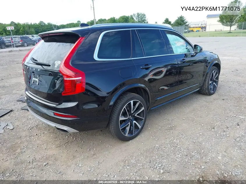 2021 Volvo Xc90 T6 Momentum 7 Passenger VIN: YV4A22PK6M1771075 Lot: 45367525