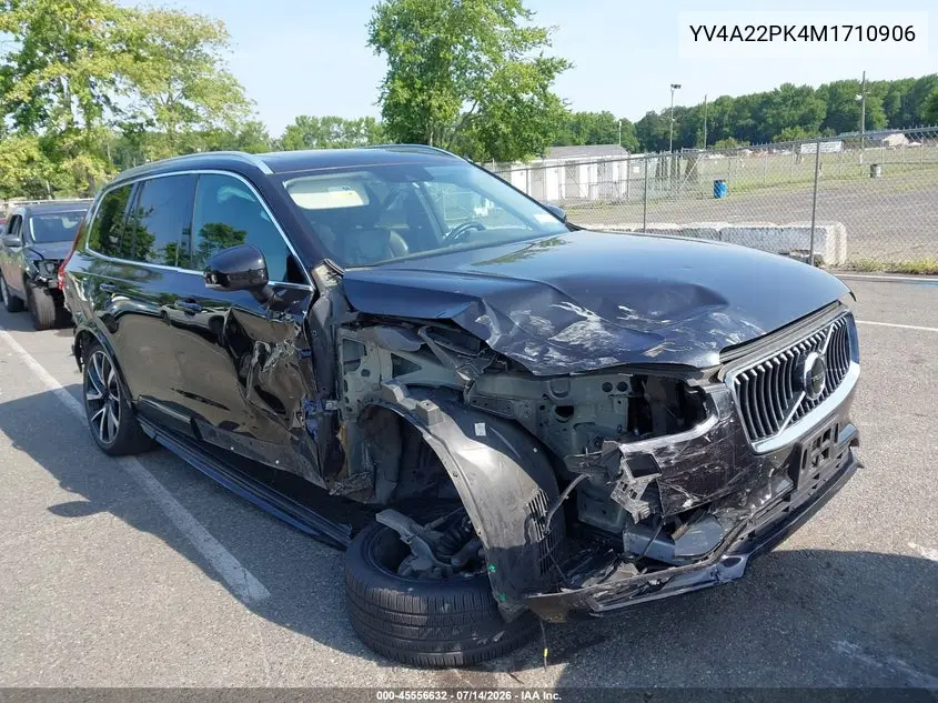 2021 Volvo Xc90 T6 Momentum 7 Passenger VIN: YV4A22PK4M1710906 Lot: 45556632