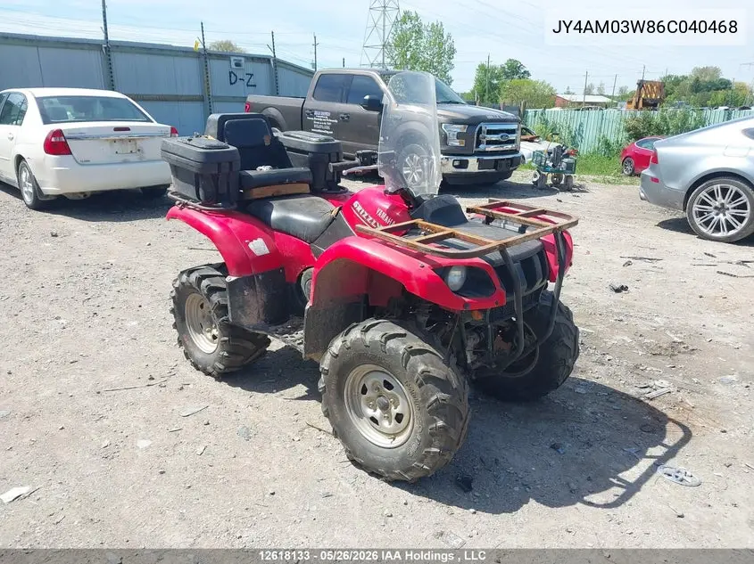2006 Yamaha Yfm660 Fwa VIN: JY4AM03W86C040468 Lot: 12618133