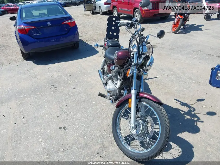 2007 Yamaha Xv250 VIN: JYAVG04E87A004725 Lot: 45532334