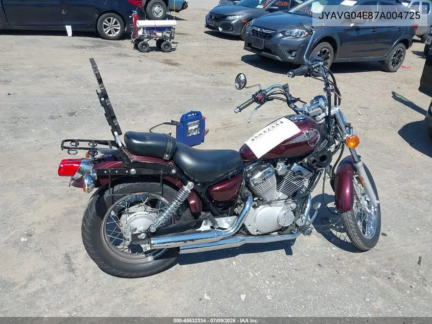 2007 Yamaha Xv250 VIN: JYAVG04E87A004725 Lot: 45532334