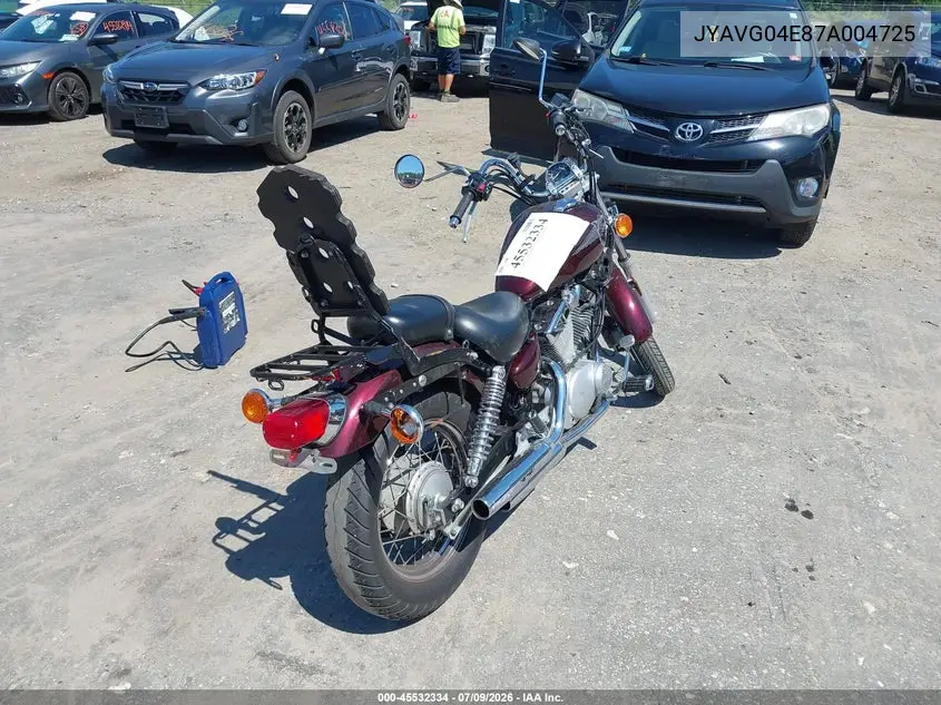 2007 Yamaha Xv250 VIN: JYAVG04E87A004725 Lot: 45532334
