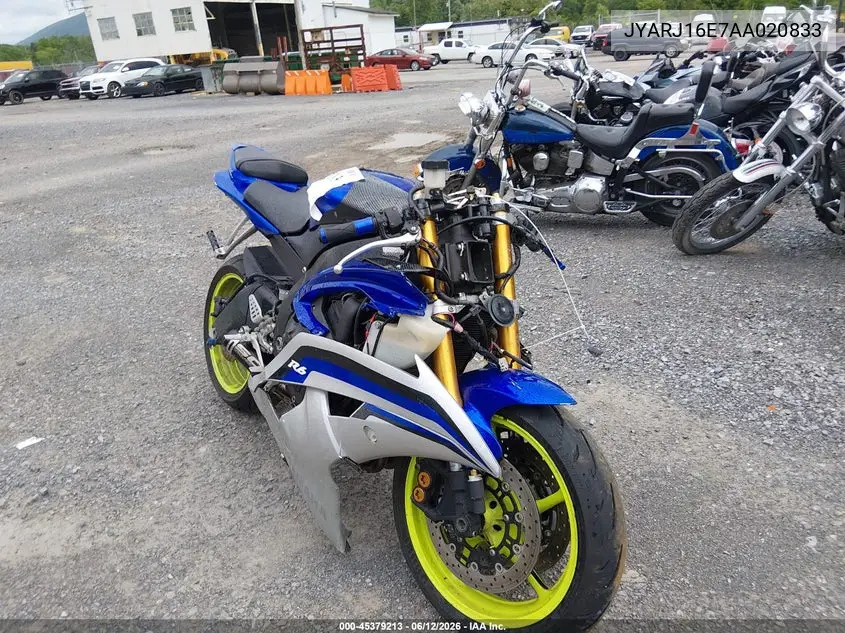 2010 Yamaha Yzfr6 VIN: JYARJ16E7AA020833 Lot: 45379213