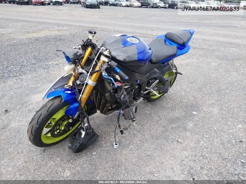 2010 Yamaha Yzfr6 VIN: JYARJ16E7AA020833 Lot: 45379213