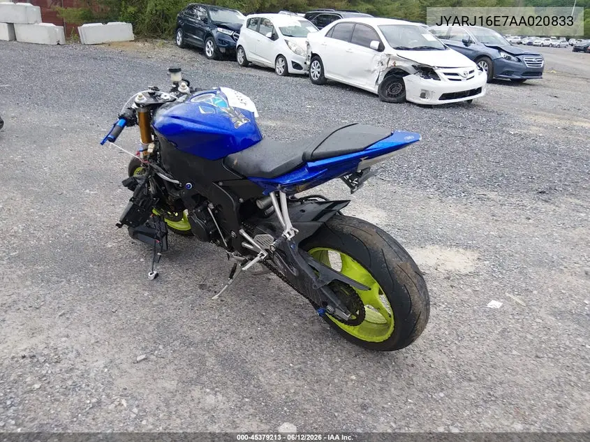 2010 Yamaha Yzfr6 VIN: JYARJ16E7AA020833 Lot: 45379213