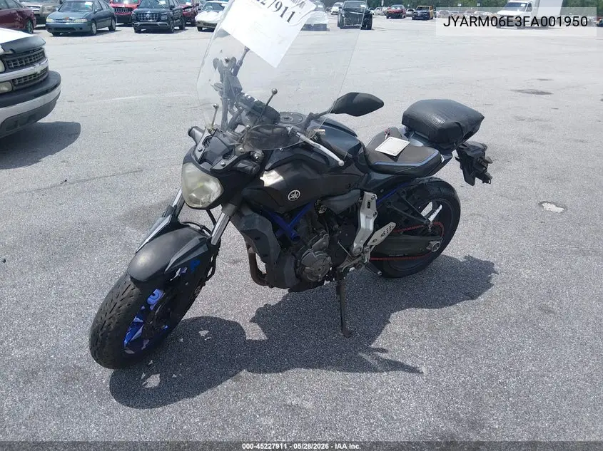 2015 Yamaha Fz07 VIN: JYARM06E3FA001950 Lot: 45227911