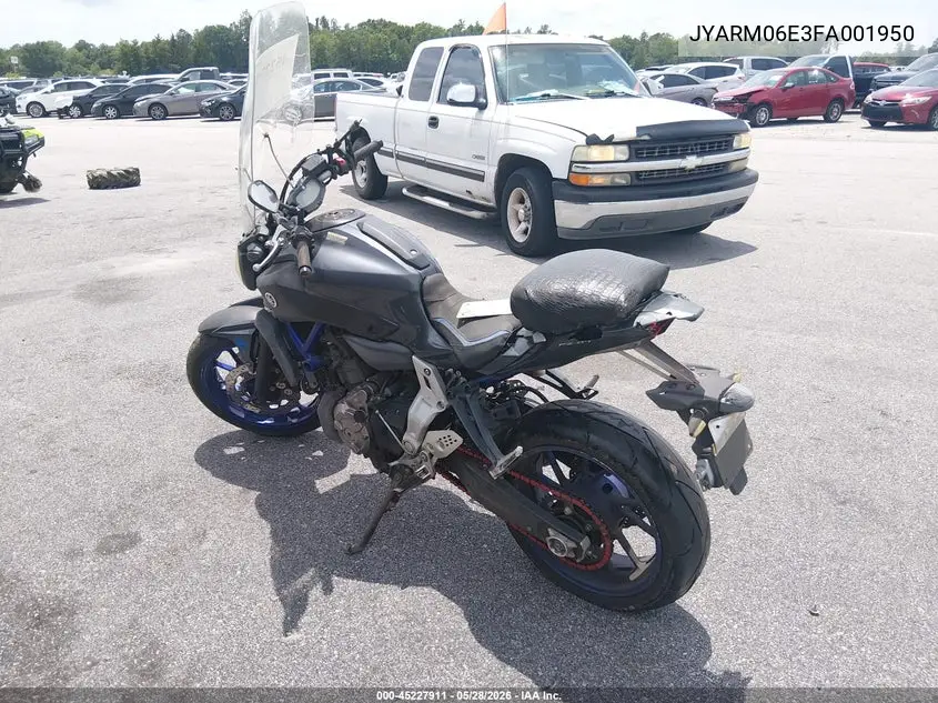 2015 Yamaha Fz07 VIN: JYARM06E3FA001950 Lot: 45227911