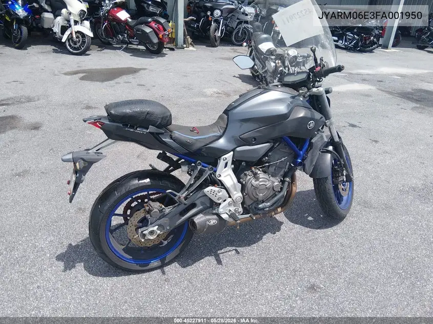 2015 Yamaha Fz07 VIN: JYARM06E3FA001950 Lot: 45227911