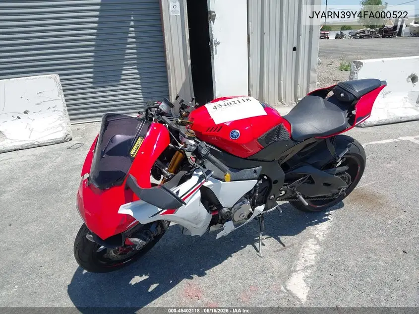 2015 Yamaha Yzfr1 C VIN: JYARN39Y4FA000522 Lot: 45402118