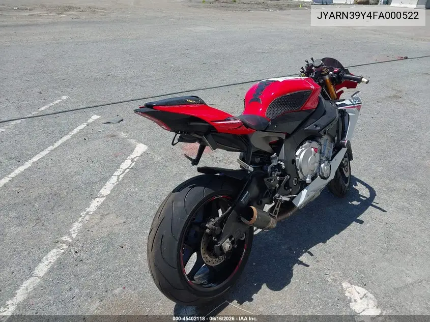 2015 Yamaha Yzfr1 C VIN: JYARN39Y4FA000522 Lot: 45402118