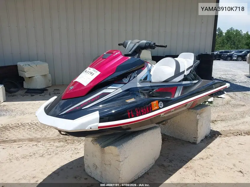 2018 Yamaha Vx VIN: YAMA3910K718 Lot: 45561191