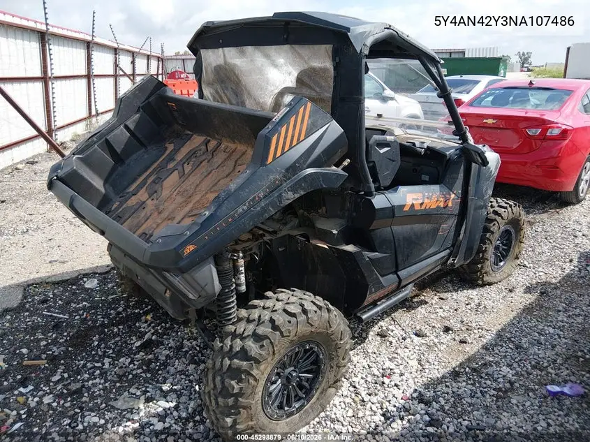 2022 Yamaha Yxe1000 VIN: 5Y4AN42Y3NA107486 Lot: 45298879