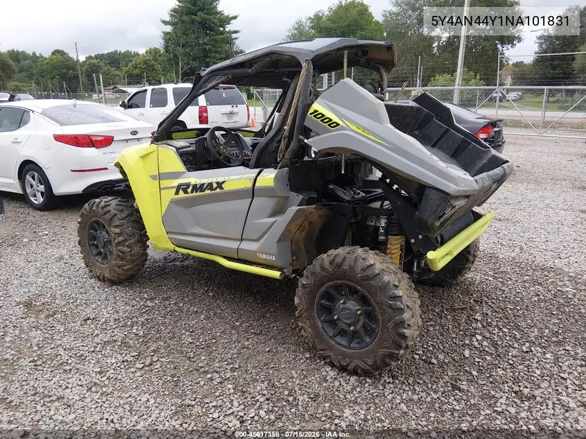 2022 Yamaha Yxe1000 VIN: 5Y4AN44Y1NA101831 Lot: 45617358