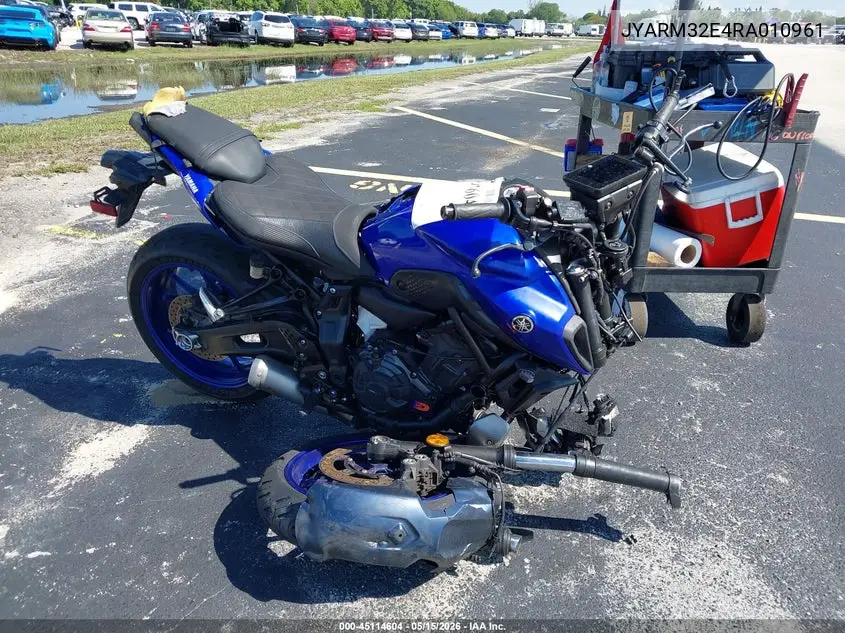 2024 Yamaha Mt07 VIN: JYARM32E4RA010961 Lot: 45114604