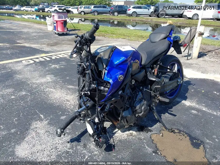 2024 Yamaha Mt07 VIN: JYARM32E4RA010961 Lot: 45114604