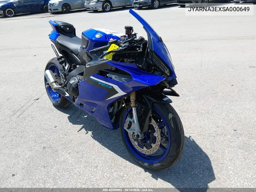 2025 Yamaha Yzf890 VIN: JYARNA3EXSA000649 Lot: 45300992