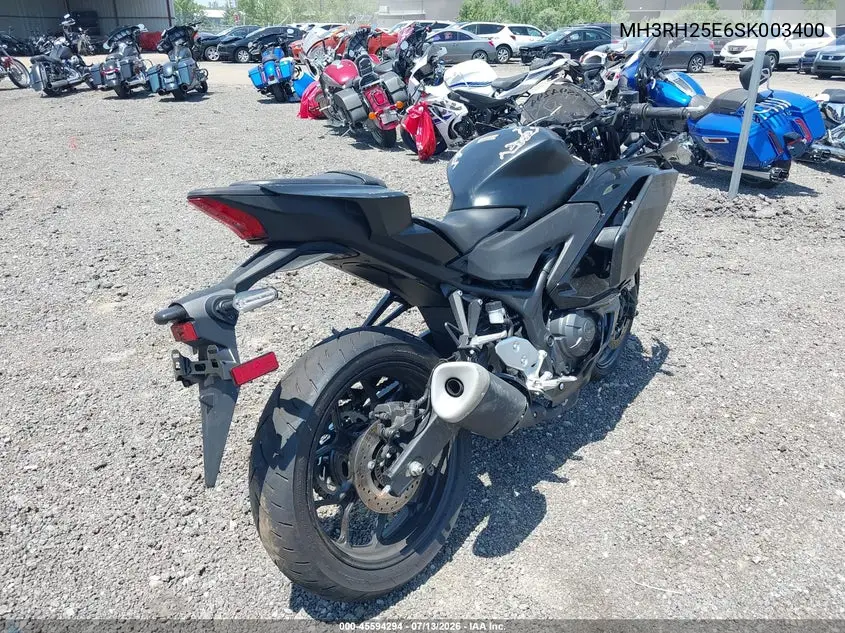 2025 Yamaha Yfz320 A VIN: MH3RH25E6SK003400 Lot: 45594294