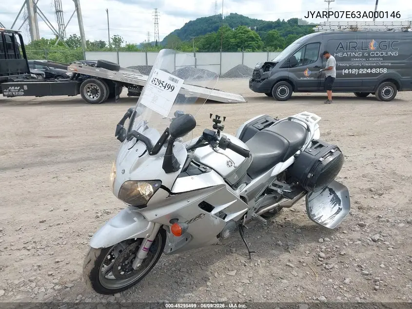 2003 Yamaha Fjr1300 VIN: JYARP07E63A000146 Lot: 45295499