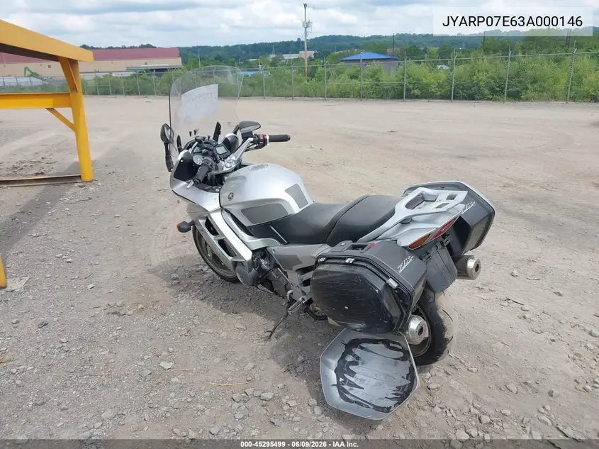 2003 Yamaha Fjr1300 VIN: JYARP07E63A000146 Lot: 45295499