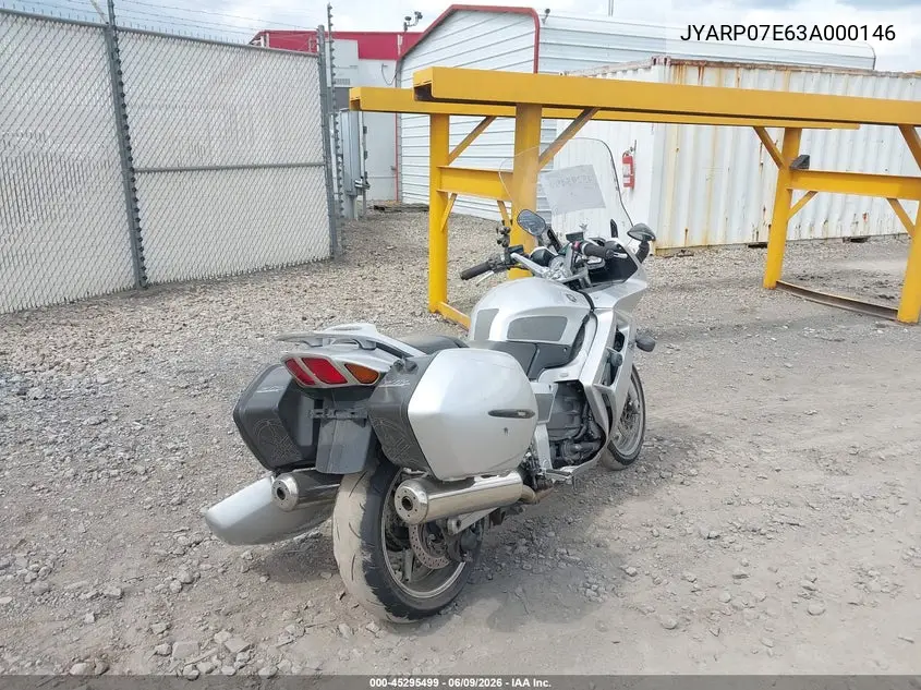 2003 Yamaha Fjr1300 VIN: JYARP07E63A000146 Lot: 45295499