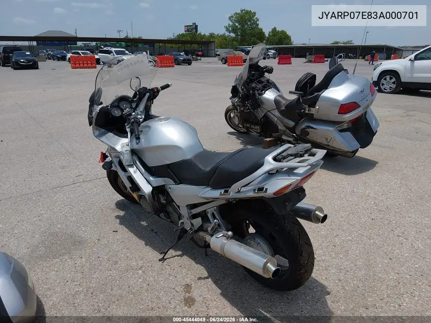 2003 Yamaha Fjr1300 VIN: JYARP07E83A000701 Lot: 45444049