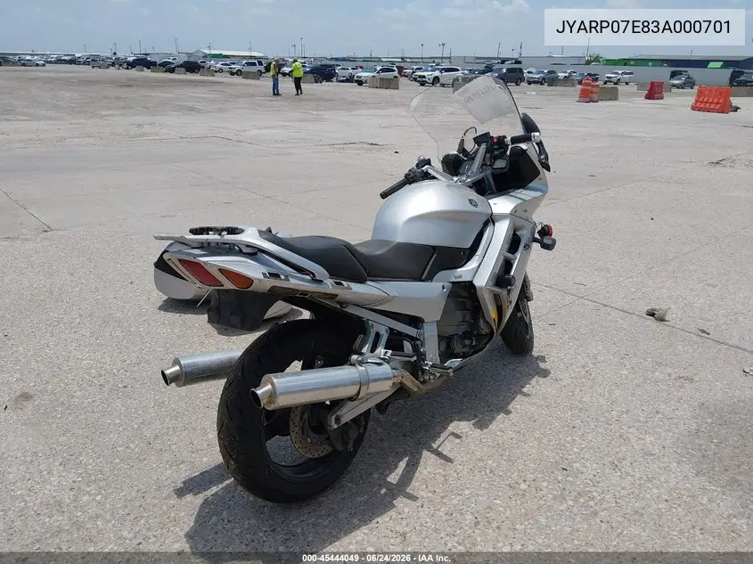 2003 Yamaha Fjr1300 VIN: JYARP07E83A000701 Lot: 45444049