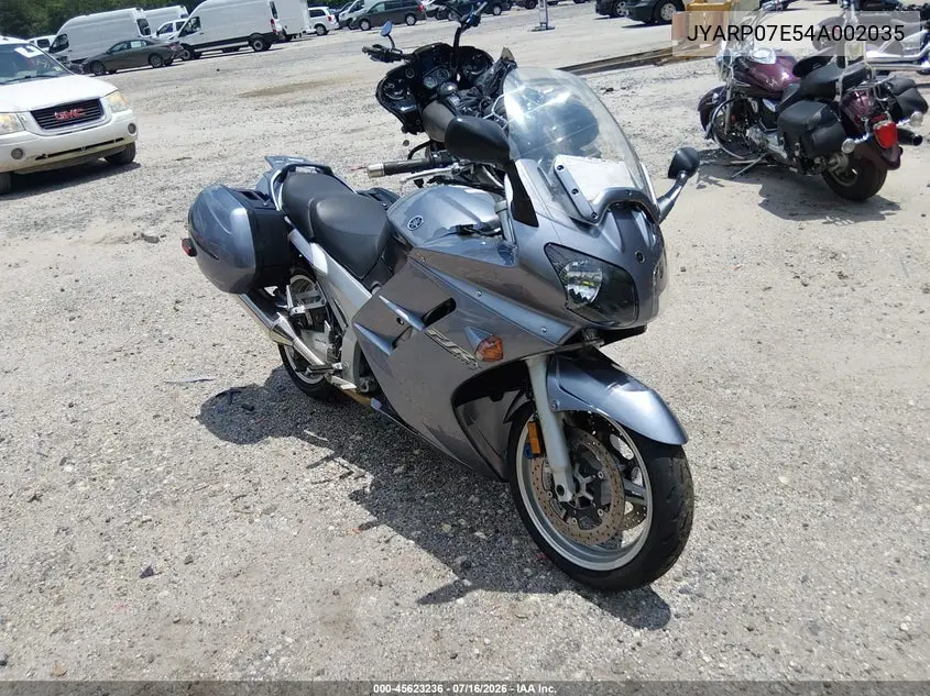 2004 Yamaha Fjr1300 VIN: JYARP07E54A002035 Lot: 45623236