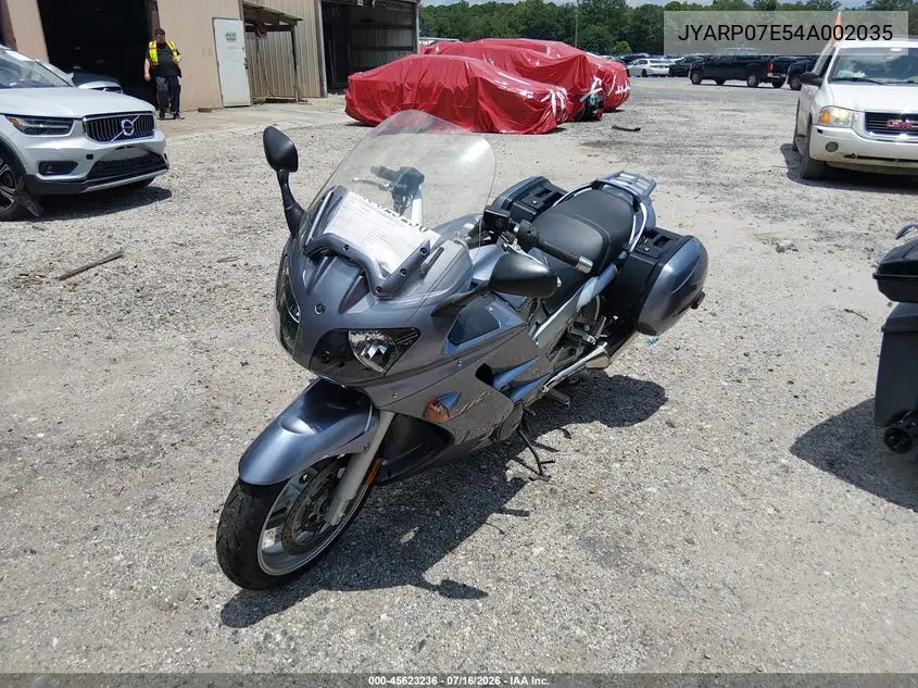 2004 Yamaha Fjr1300 VIN: JYARP07E54A002035 Lot: 45623236