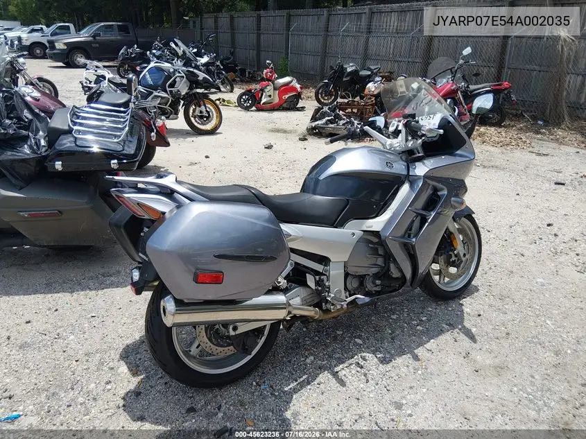 2004 Yamaha Fjr1300 VIN: JYARP07E54A002035 Lot: 45623236