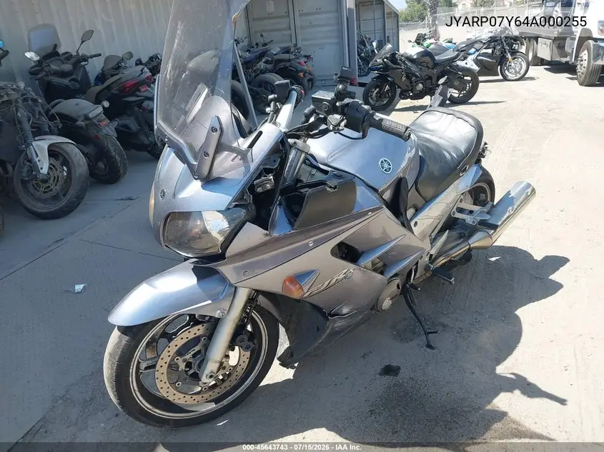2004 Yamaha Fjr1300 VIN: JYARP07Y64A000255 Lot: 45643743