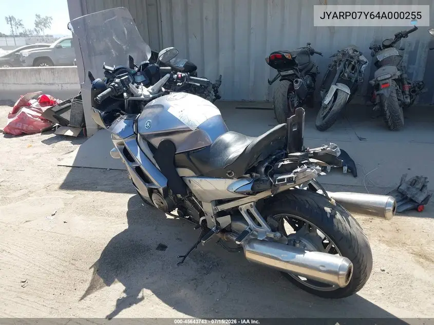 2004 Yamaha Fjr1300 VIN: JYARP07Y64A000255 Lot: 45643743