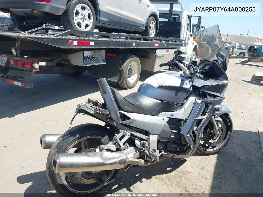 2004 Yamaha Fjr1300 VIN: JYARP07Y64A000255 Lot: 45643743