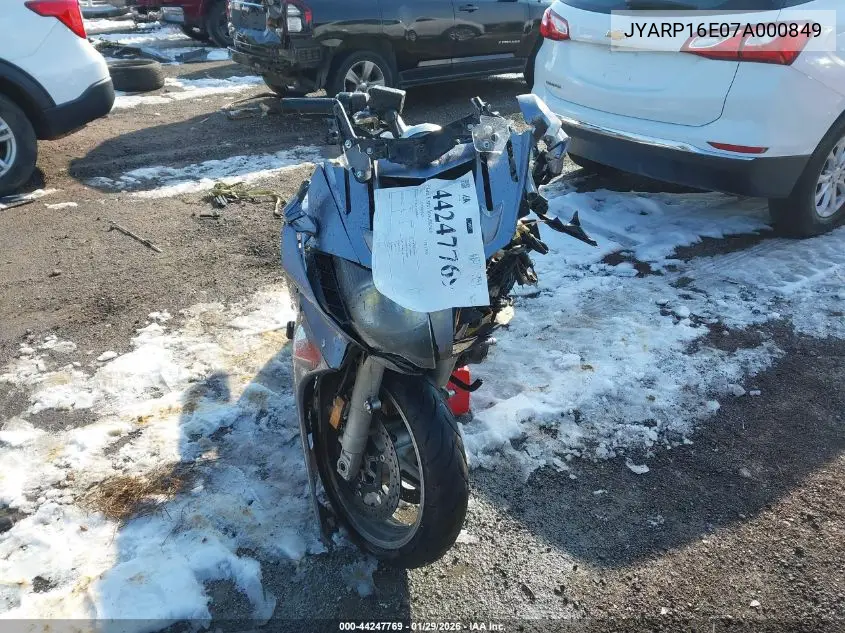 2007 Yamaha Fjr1300 As VIN: JYARP16E07A000849 Lot: 44247769