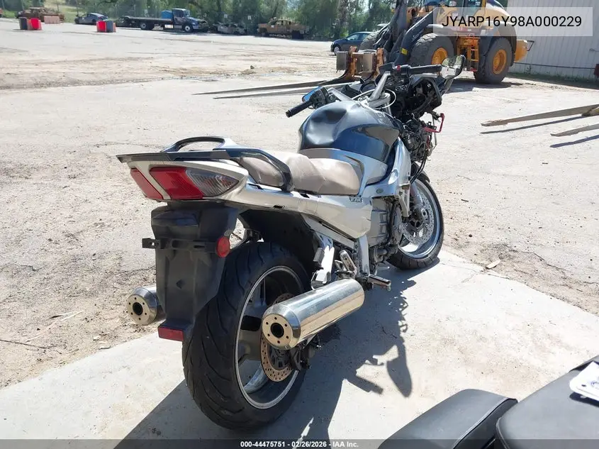 2008 Yamaha Fjr1300 As VIN: JYARP16Y98A000229 Lot: 44475751