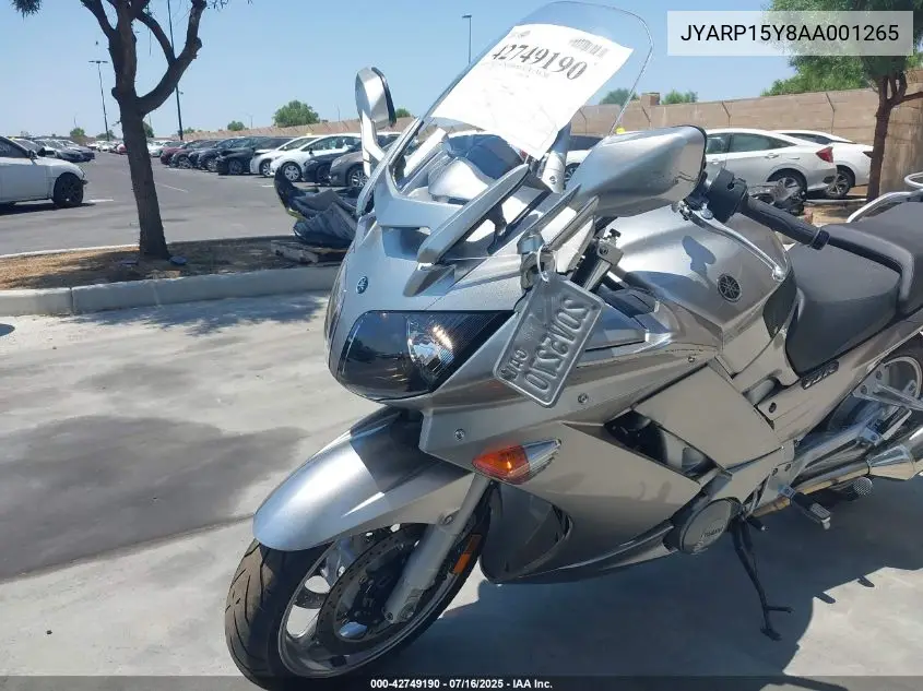 2010 Yamaha Fjr1300 Ac VIN: JYARP15Y8AA001265 Lot: 42749190