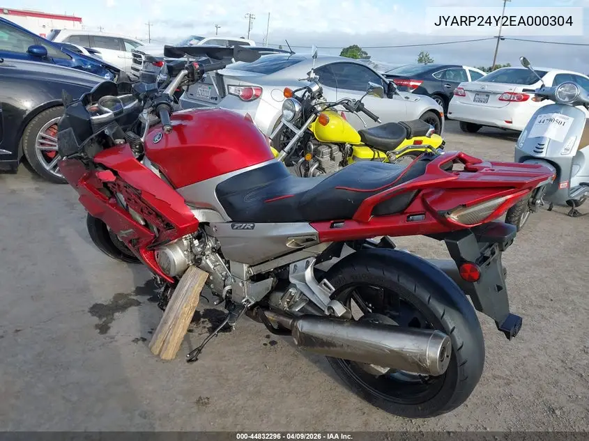 2014 Yamaha Fjr1300 Ac VIN: JYARP24Y2EA000304 Lot: 44832296