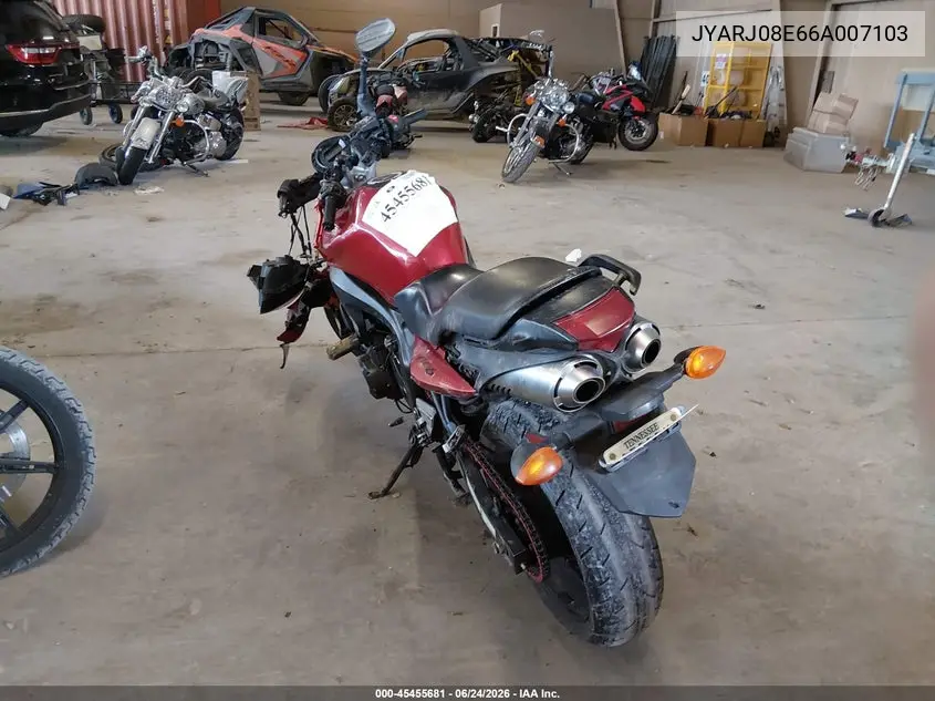 2006 Yamaha Fz6 S VIN: JYARJ08E66A007103 Lot: 45455681