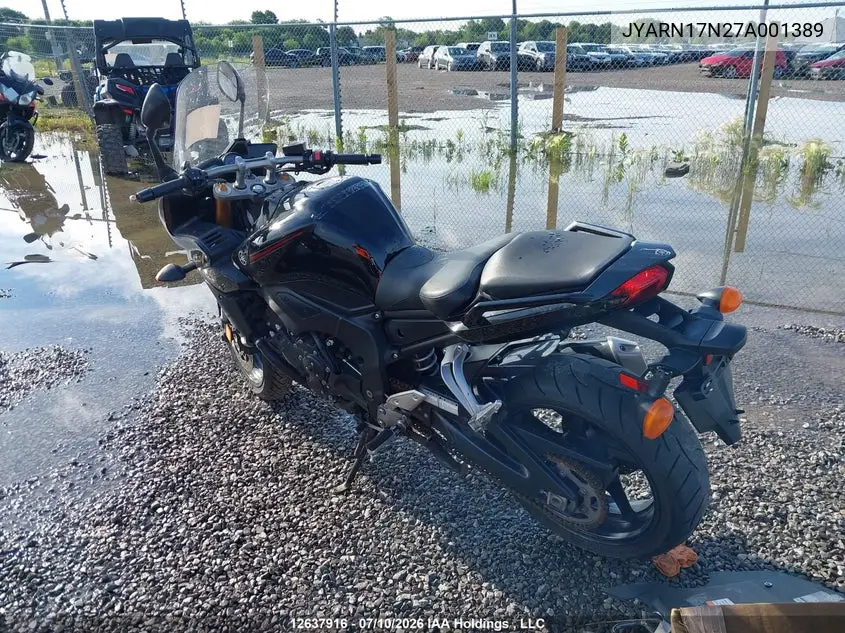 2007 Yamaha Fz1 S VIN: JYARN17N27A001389 Lot: 12637916