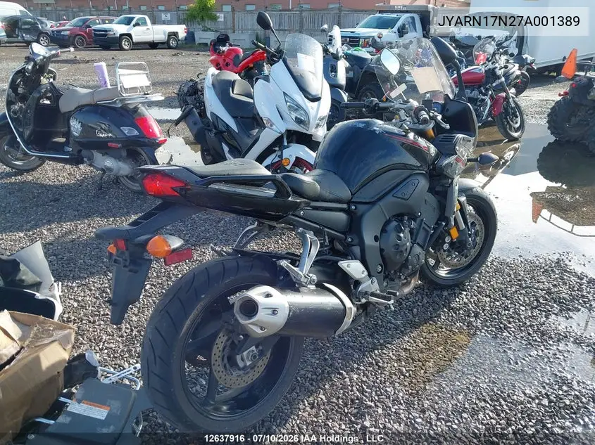 2007 Yamaha Fz1 S VIN: JYARN17N27A001389 Lot: 12637916