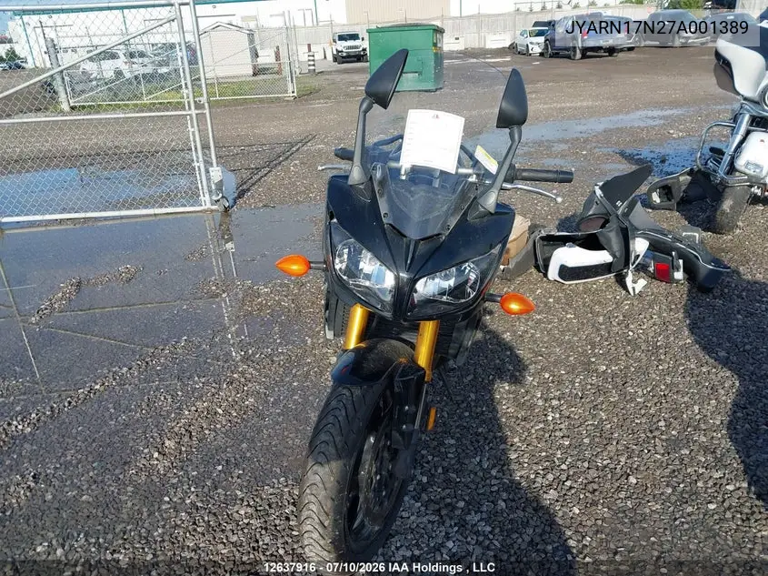 2007 Yamaha Fz1 S VIN: JYARN17N27A001389 Lot: 12637916