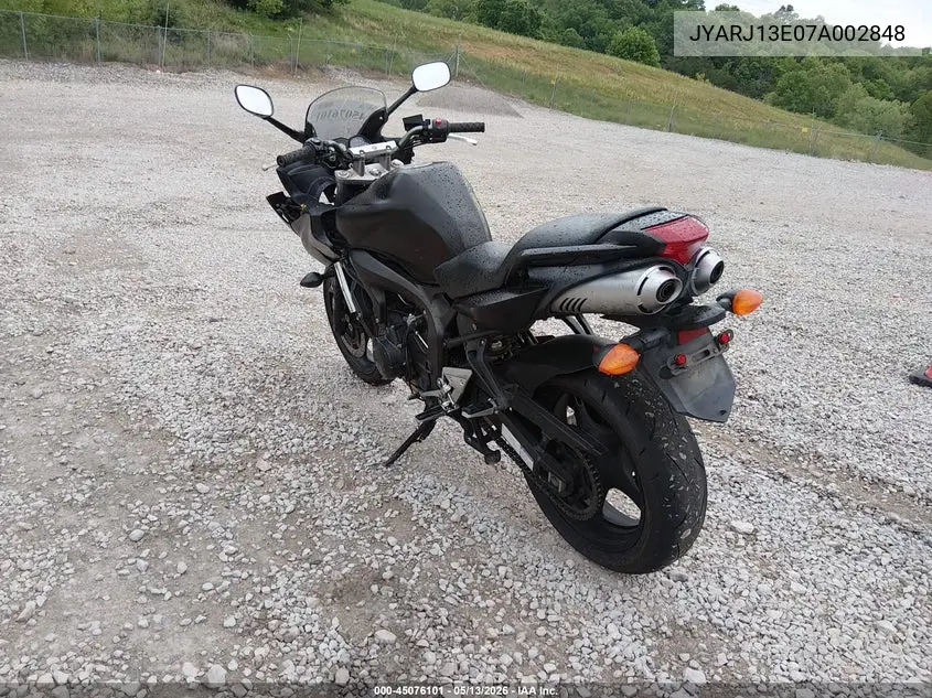 2007 Yamaha Fz6 Shg VIN: JYARJ13E07A002848 Lot: 45076101