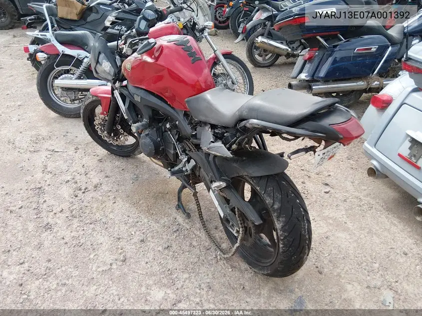 2007 Yamaha Fz6 Shg VIN: JYARJ13E07A001392 Lot: 45497323