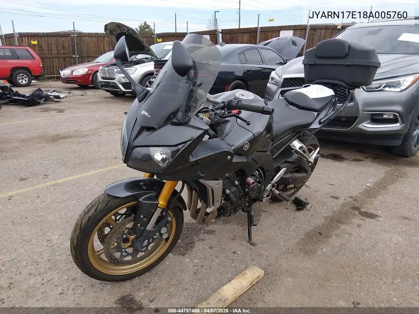 2008 Yamaha Fz1 S VIN: JYARN17E18A005760 Lot: 44797466