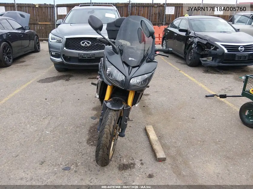 2008 Yamaha Fz1 S VIN: JYARN17E18A005760 Lot: 44797466