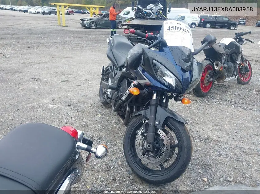 2008 Yamaha Fz6 Shg VIN: JYARJ13EX8A003958 Lot: 45099471