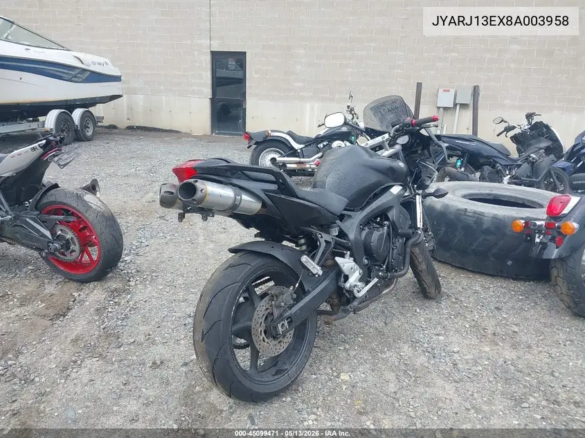 2008 Yamaha Fz6 Shg VIN: JYARJ13EX8A003958 Lot: 45099471