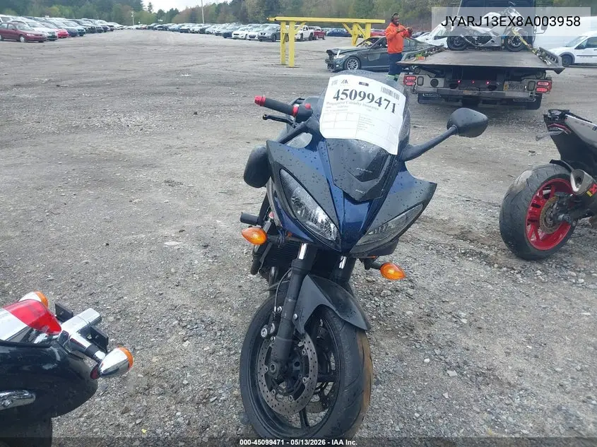 2008 Yamaha Fz6 Shg VIN: JYARJ13EX8A003958 Lot: 45099471