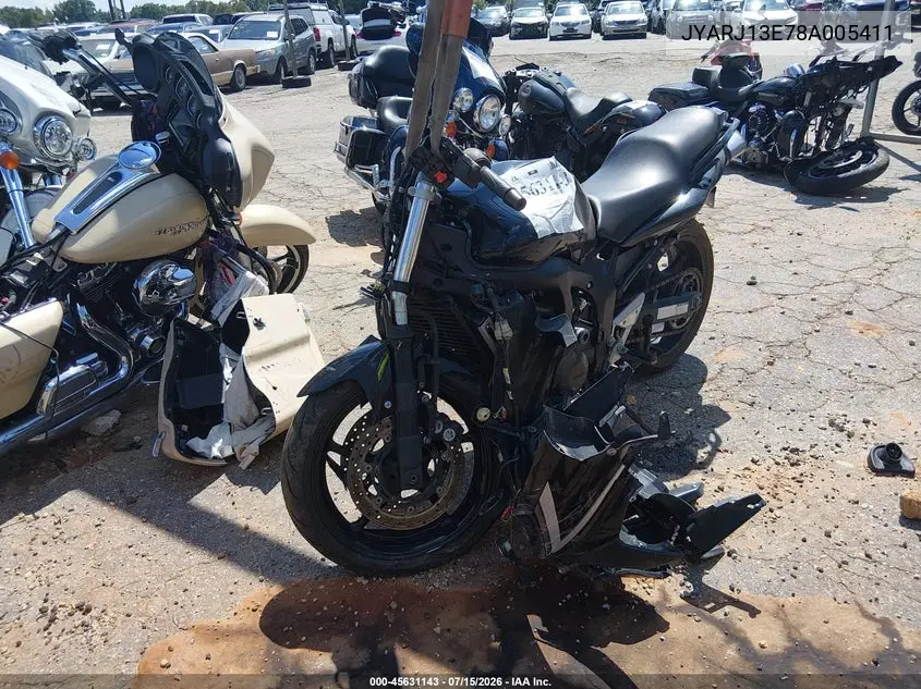 2008 Yamaha Fz6 Shg VIN: JYARJ13E78A005411 Lot: 45631143